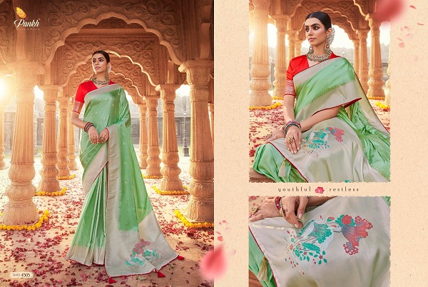 Pankh Platinum Silk Wedding Wear Heavy Saree Collection